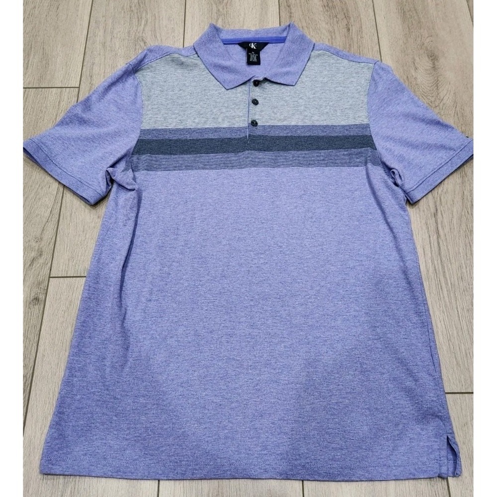 Calvin Klein Shirt Men M Purple Golf Polo Short‎ Sleeve Cotton Medium Adult
